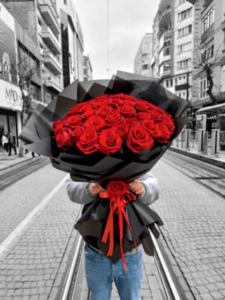 41 adet kırmızı gül buketi