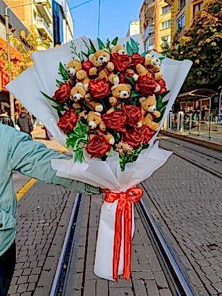 Kırmızı Gül Ayıcık Buketi