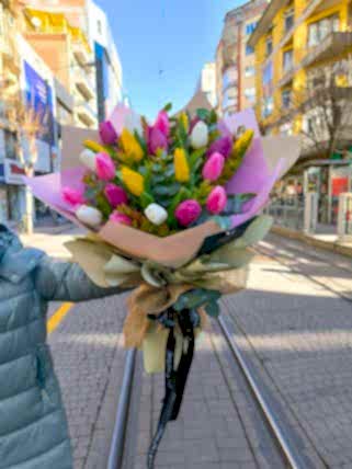 Dört Renk 25 adet Lale Buketi